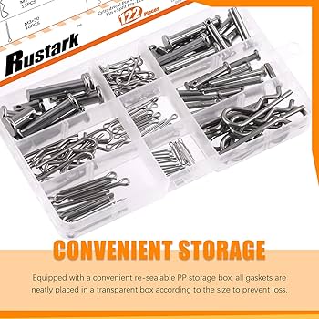 Rustark 122Pcs 15 Sizes 304 Stainless Steel Cotter Pin Clip